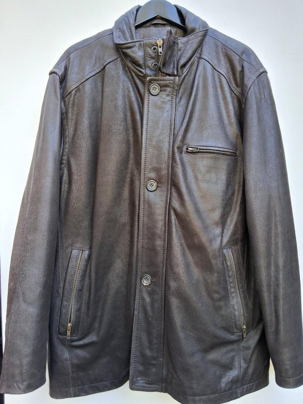 Bod and Christensen men's leather jacket, dark brown (size XL)
